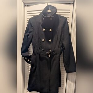 Guess Black Double-Breasted Trench Coat